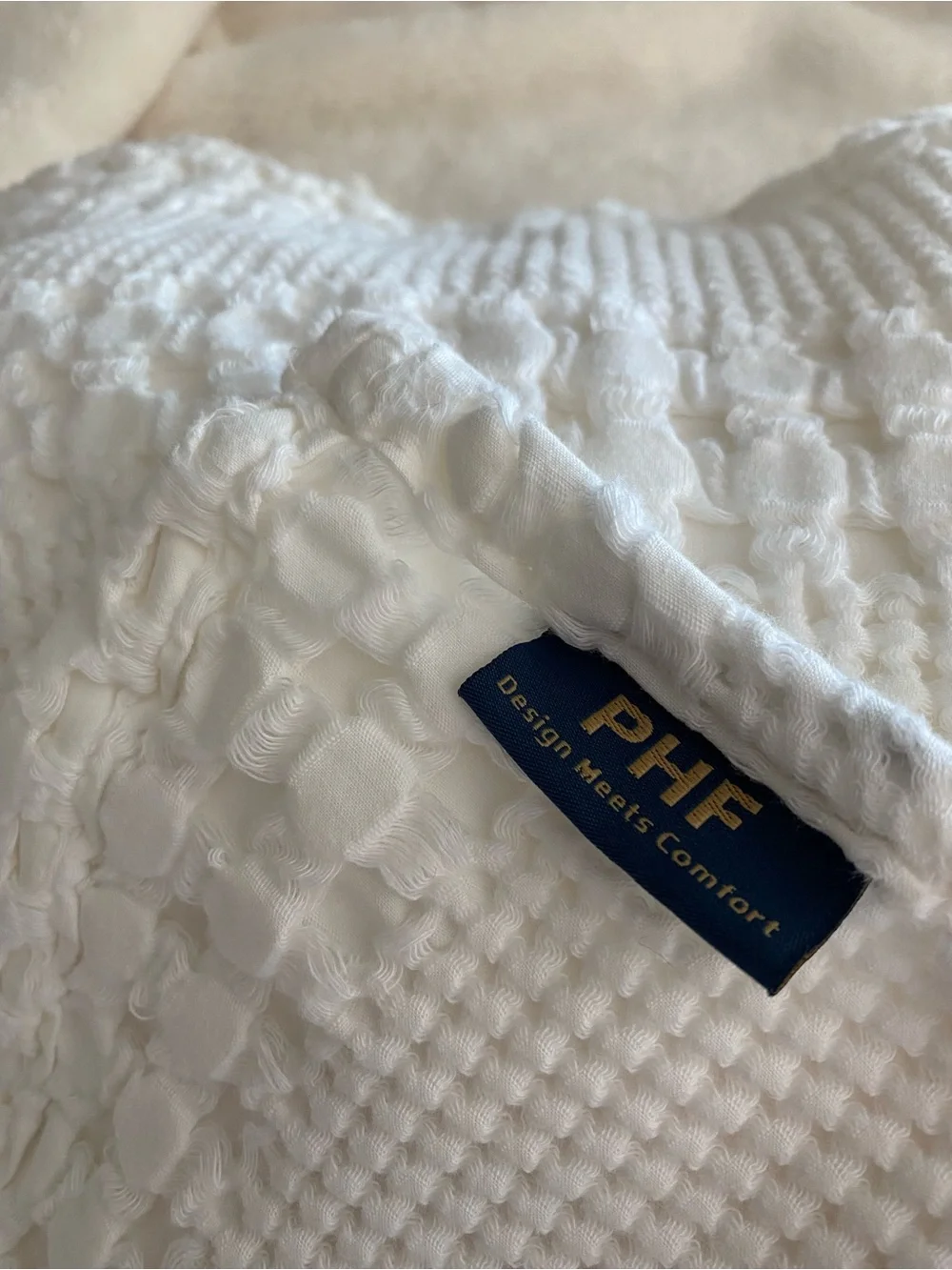 Soft Ivory 100% Cotton Waffle Knit Throw